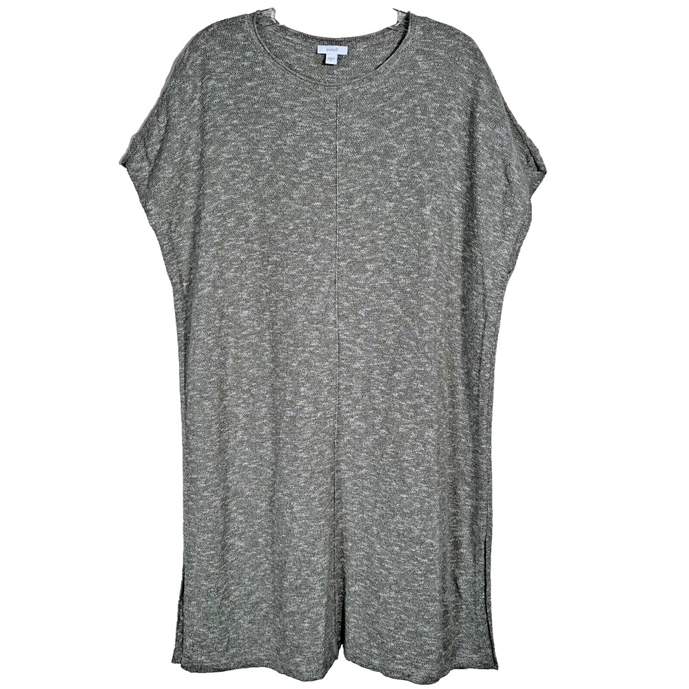 Pure J.Jill Tunic Shift Kaftan Dress Women Medium Green/White Dolman Sleeve Knit